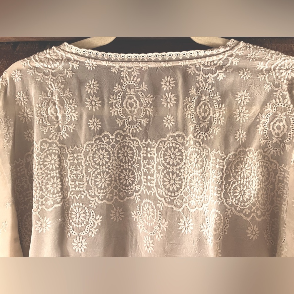 NEW Johnny Was White Cutwork Embroidered Boho Festival Tunic Mini Dress XL 1X 2X